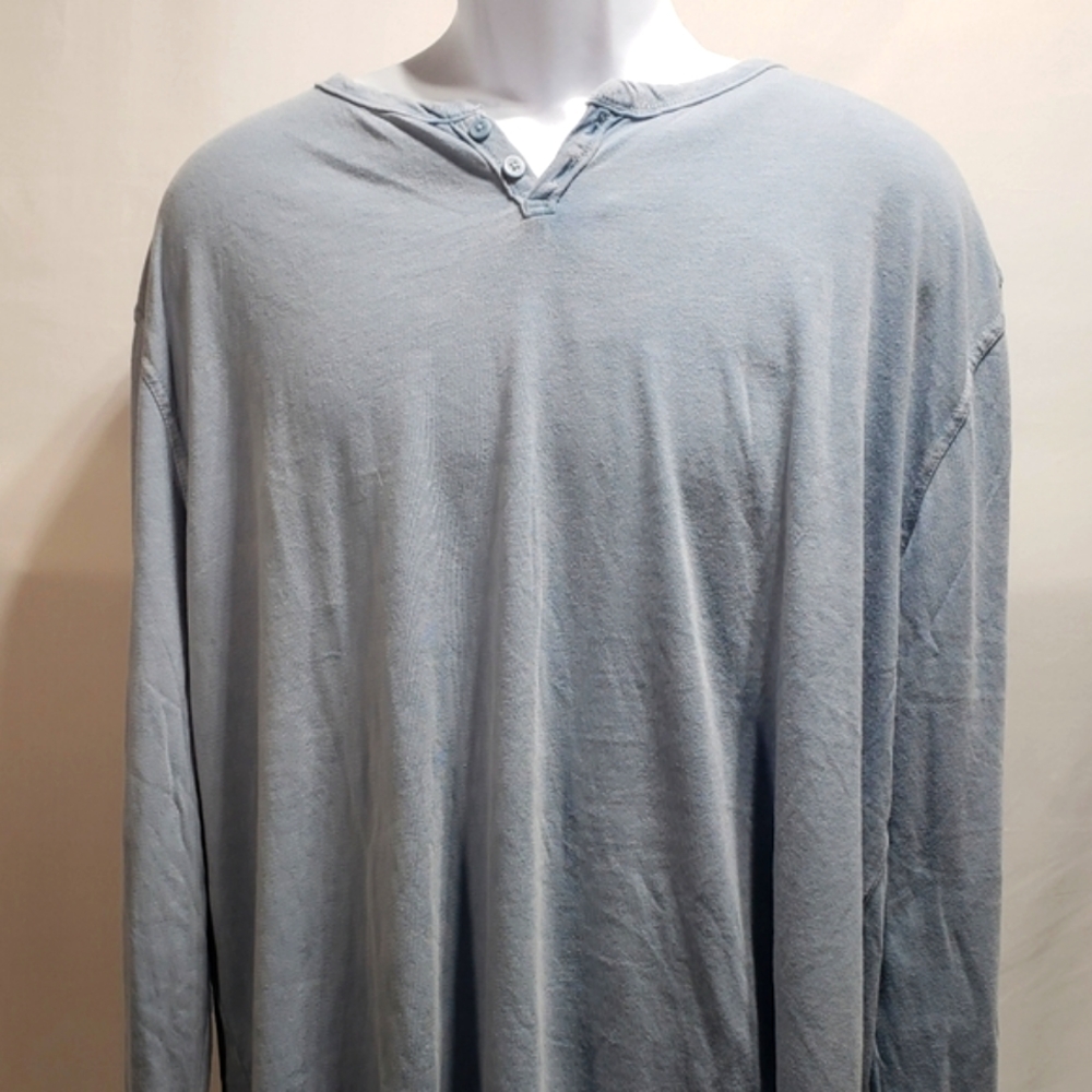 Lucky Brand Men's Long Sleeve Triblend Notch Neck Henley Blue
